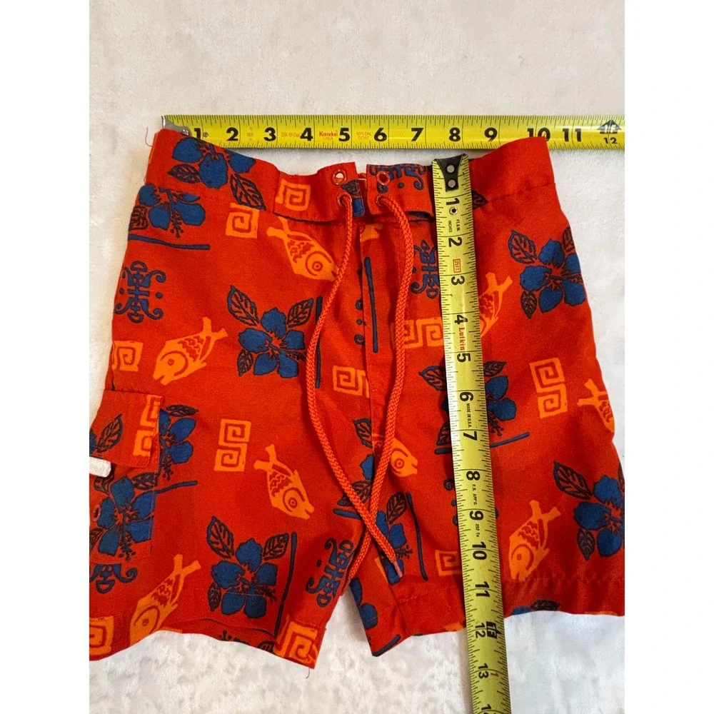 Wave‎ Zone Boys Red Tropical Hibiscus Fish Print Swim Trunks Size 18M Cargo